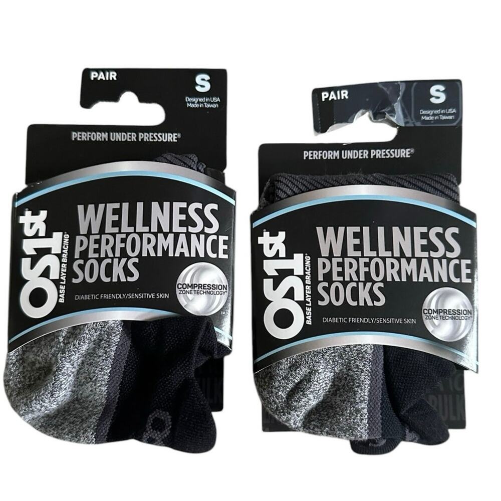 New Lot 2 OS1st WP4 Wellness Performance Socks No Show Compression Black Size S